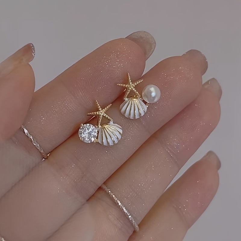 Beach Shell & Starfish Stud Earrings - Summer Party Gift
